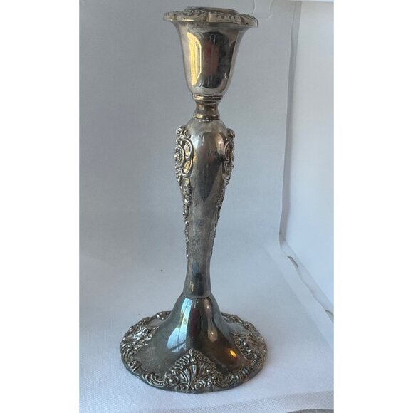 Vintage Godinger Ornate Silver-Plated Candle Holder Intricate Floral Details - Picture 3 of 12